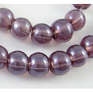 Electroplated Glass Beads Strands, Pearl Luster Plated, Round, Medium Purple, about 4mm in diameter, hole: 1mm, about 80pcs/strand, 13 inch(GR4mm3Y-B)