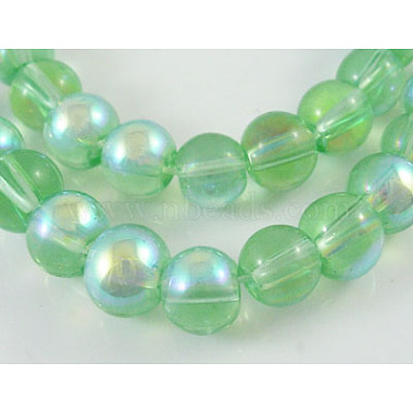 8mm Green Round Electroplate Glass Beads