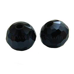 Glass Beads, Faceted Round, Plated Black, about 10mm in diameter, hole: 1.5mm(GS017-32)