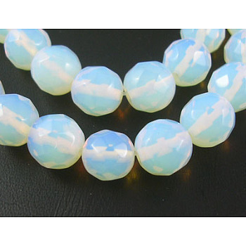Opalite Beads Strands, Faceted Round, 10mm, Hole: 1.2mm, about 39pcs/strand, 15 inch