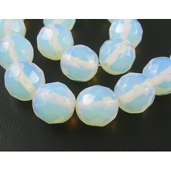 Opalite Beads Strands, Faceted Round, 12mm, Hole: 1.5mm, about 31pcs/strand, 14 inch