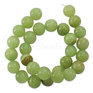 Natural Flower Jade, Dyed, Round, Light Green, about 12mm in diameter, hole: 1mm, about 34pcs/strand, 16 inch(GSR12mmC193)