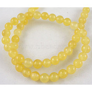15 inch~16 inch Natural Gemstone Beads Strands, Round, Yellow Jade, about 6mm in diameter, hole: about 0.8mm(GSR6mmC028)