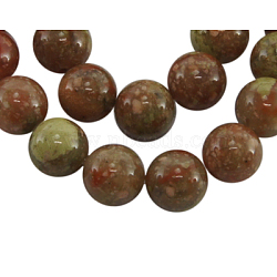 Gemstone Beads Strands, Natural Unakite, Round, 10mm in diameter, hole: 1mm, about 15~16 inch/strand, about 39pcs/strand(GSR10MMC043-1)