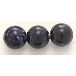 Synthetic Blue Goldstone Beads Strands, Round, 12mm, Hole: 1mm, about 32pcs/strand, 14.5 inch(GSR12mmC053)