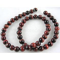 15~16 inch Round Gemstone Strand, Red Tiger Eye, Dyed & Heated, 6mm in diameter, hole: 1mm, about 50pcs/strand, 15~16 inch/strand(GSR6mmC042)