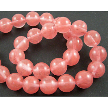Cherry Quartz Glass Beads Strands, Round, Salmon, 12mm, Hole: 1mm, about 31pcs/strand, 15 inch