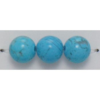 Gemstone Bead Strands, Synthetic Turquoise, Round, about 14mm in diameter, hole:1.0mm, about 28pcs/strand