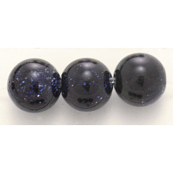 Synthetic Blue Goldstone Beads Strands, Round, 16mm