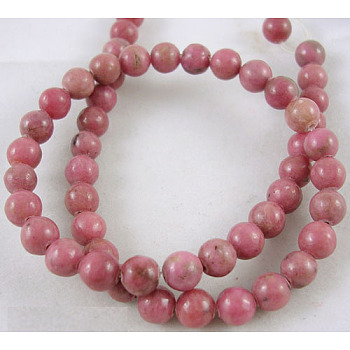 15~16 inch/strand, Round Gemstone Strand, Rhodonite, Size:about 6mm in diameter, about 59pcs/strand, hole: about 0.8mm