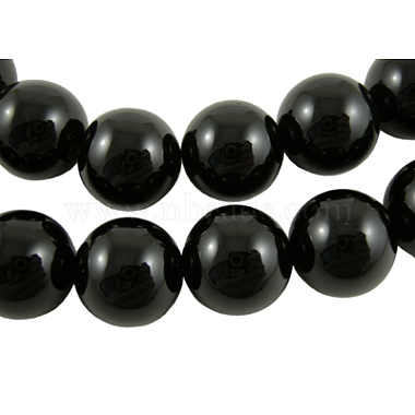 16mm Black Round Black Agate Beads
