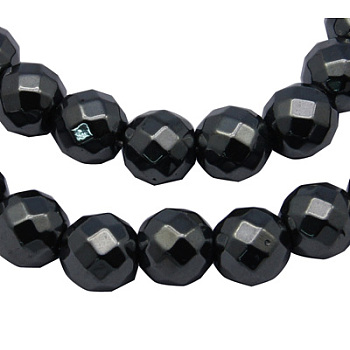 Non-Magnetic Synthetic Hematite Beads Strands, 48 Faceted, Round, Black, about 10mm in diameter, hole:1mm, 40pcs/strand, 16 inch