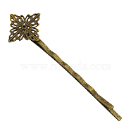 Brass Hair Bobby Pin Findings, Square, Lead Free, Antique Bronze Color, 17x62mm(HJEW-H009-AB)