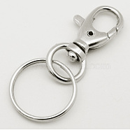 Iron Lobster Clasp Keychain, Platinum Color, Size: about 28mm wide, 78mm long(HJEW-H020-P)