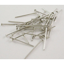 Brass Flat Head Pins, Cadmium Free & Nickel Free & Lead Free, Platinum Color, Size:  about 0.75~0.8mm thick(20 Gauge), 2.0cm long. about 4850pcs/500g, Head: 1.8mm(HP2.0cmCY-NF)