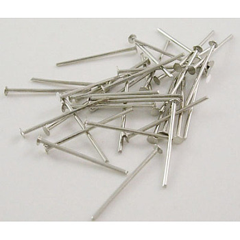 Brass Flat Head Pins, Cadmium Free & Nickel Free & Lead Free, Platinum Color, Size:  about 0.75~0.8mm thick(20 Gauge), 2.0cm long. about 4850pcs/500g, Head: 1.8mm