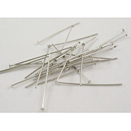 Brass Flat Head Pins, Cadmium Free & Nickel Free & Lead Free, Platinum, 38x0.75~0.8mm, about 3300pcs/500g(HP3.8cmCY-NF)