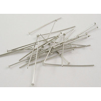 Brass Flat Head Pins, Cadmium Free & Nickel Free & Lead Free, Platinum, 38x0.75~0.8mm, about 3300pcs/500g