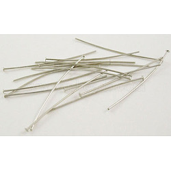 Brass Flat Head Pins, Cadmium Free & Nickel Free & Lead Free, Platinum Color, Size: about 0.75~0.8mm thick, 4.2cm long, about 3700pcs/500g(HP4.2cmCY-NF)