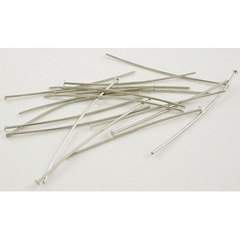 Brass Flat Head Pins, Cadmium Free & Nickel Free & Lead Free, Platinum Color, Size: about 0.75~0.8mm thick, 4.2cm long, about 3700pcs/500g