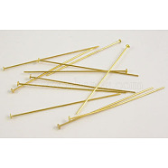 Brass Flat Head Pins, Cadmium Free & Lead Free, Golden, 50x0.75~0.8mm, about 5000pcs/1000g(HP5.0cmCY-G)
