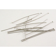 Brass Flat Head Pins, Cadmium Free & Lead Free, Platinum Color, about 0.75~0.8mm thick, Size: about 5.0cm long, head: 2mm, about 5000pcs/1000g(HP5.0cmCY)