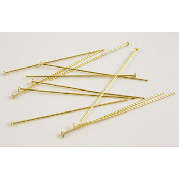 Brass Flat Head Pins, Cadmium Free & Lead Free, Golden, 50x0.75~0.8mm, about 5000pcs/1000g