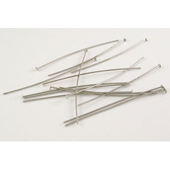 Brass Flat Head Pins, Cadmium Free & Lead Free, Platinum Color, about 0.75~0.8mm thick, Size: about 5.0cm long, head: 2mm, about 5000pcs/1000g