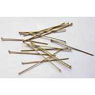 Iron Flat Head Pins, Cadmium Free & Nickel Free & Lead Free, Antique Bronze, 35x0.75~0.8mm, 20 Gauge, about 5400pcs/1000g, Head: 2mm(HPAB3.5cm-NF)