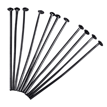 Iron Flat Head Pins, Cadmium Free & Lead Free, Gunmetal, Size: about 4.0cm long, 0.75~0.8mm thick, head: 2mm, about 5290pcs/1000g