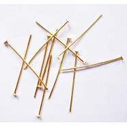 Iron Flat Head Pins, Cadmium Free & Lead Free, Golden, 18x0.75~0.8mm, 20 Gauge, about 10364pcs/1000g, Head: 2mm(HPG1.8cm)