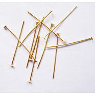 Iron Flat Head Pins, Cadmium Free & Lead Free, Golden, 22x0.75~0.8mm, 20 Gauge, about 9620pcs/1000g, Head: 2mm(HPG2.2cm)