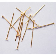 Iron Flat Head Pins, Cadmium Free & Lead Free, Golden, 24x0.75~0.8mm, 20 Gauge, about 8100pcs/1000g, Head: 2mm(HPG2.4cm)