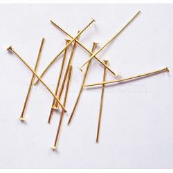 Iron Flat Head Pins, Cadmium Free & Lead Free, Golden, 22x0.75~0.8mm, 20 Gauge, about 9620pcs/1000g, Head: 2mm(HPG2.2cm)