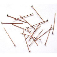 Iron Flat Head Pins, Cadmium Free & Nickel Free & Lead Free, Red Copper, 20x0.75~0.8mm, Head: 2.5mm, about 9700pcs/1000g(HPR2.0cm-NF)
