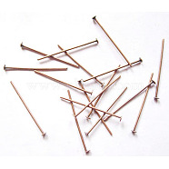 Iron Flat Head Pins, Cadmium Free & Nickel Free & Lead Free, Red Copper, 22x0.75~0.8mm, 20 Gauge, about 12000pcs/1000g, Head: 2mm(HPR2.2cm-NF)