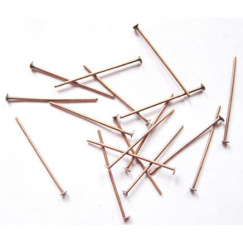 Iron Flat Head Pins, Cadmium Free & Nickel Free & Lead Free, Red Copper, 20x0.75~0.8mm, Head: 2.5mm, about 9700pcs/1000g