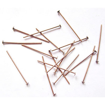 Iron Flat Head Pins, Cadmium Free & Nickel Free & Lead Free, Red Copper, 22x0.75~0.8mm, 20 Gauge, about 9620pcs/1000g, Head: 2mm