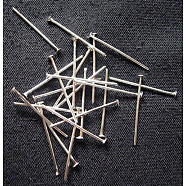 Iron Flat Head Pins, Cadmium Free & Lead Free, Silver Color Plated, 18x0.75~0.8mm, 20 Gauge, about 12000pcs/1000g, Head: 2mm(HPS1.8cm)
