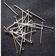 Iron Flat Head Pins, Cadmium Free & Lead Free, Silver Color Plated, 20x0.75~0.8mm, Head: 2.5mm, about 9700pcs/1000g(HPS2.0cm)
