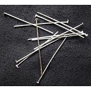 Iron Flat Head Pins, Cadmium Free & Lead Free, Silver Color Plated, 28x0.75~0.8mm, 20 Gauge, about 8400pcs/1000g, Head: 2mm(HPS2.8cm)