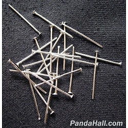 Iron Flat Head Pins, Cadmium Free & Lead Free, Silver Color Plated, 38x0.75~0.8mm, 20 Gauge, about 6600pcs/1000g, Head: 2mm(HPS3.8cm)