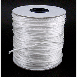 Nylon Thread, Rattail Satin Cord, White, 2mm, 100yards/roll(300 feet/roll)(HS002-01)