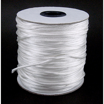 Nylon Thread, Rattail Satin Cord, White, 2mm, 100yards/roll(300 feet/roll)