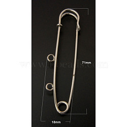 Iron Safety Pins, Platinum Color, 71x18mm, Hole: 3mm(IFIN-H036-N)