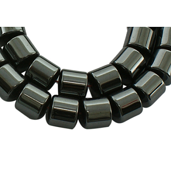 Non-Magnetic Synthetic Hematite Strands, Column, Dark Gray, about 7mm in diameter, 7mm thick, hole: 0.5mm, 56pcs/strand, 16 inch