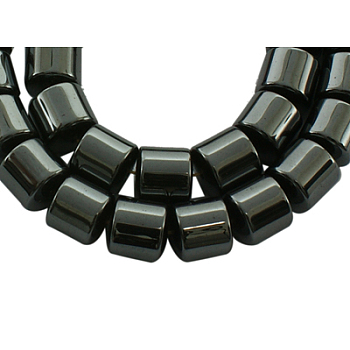 Non-Magnetic Synthetic Hematite Strands, Column, Dark Gray, about 8mm in diameter, 9mm thick, hole: 0.5mm, 51pcs/strand, 16 inch