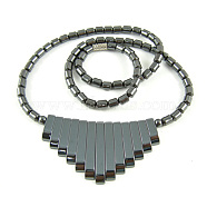 17.5 inch Non-Magnetic Synthetic Hematite Necklace with Ship Beads Pendant, Black, Drum Beads:4x5mm, Pendant:12~30mm long(IMN006)