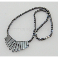 Hematite Jewelry Necklace, With Magnetic Clasps, Dark Gray, about 17 inches long(IMN096-2)