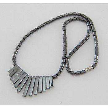 Hematite Jewelry Necklace, With Magnetic Clasps, Dark Gray, about 17 inch long